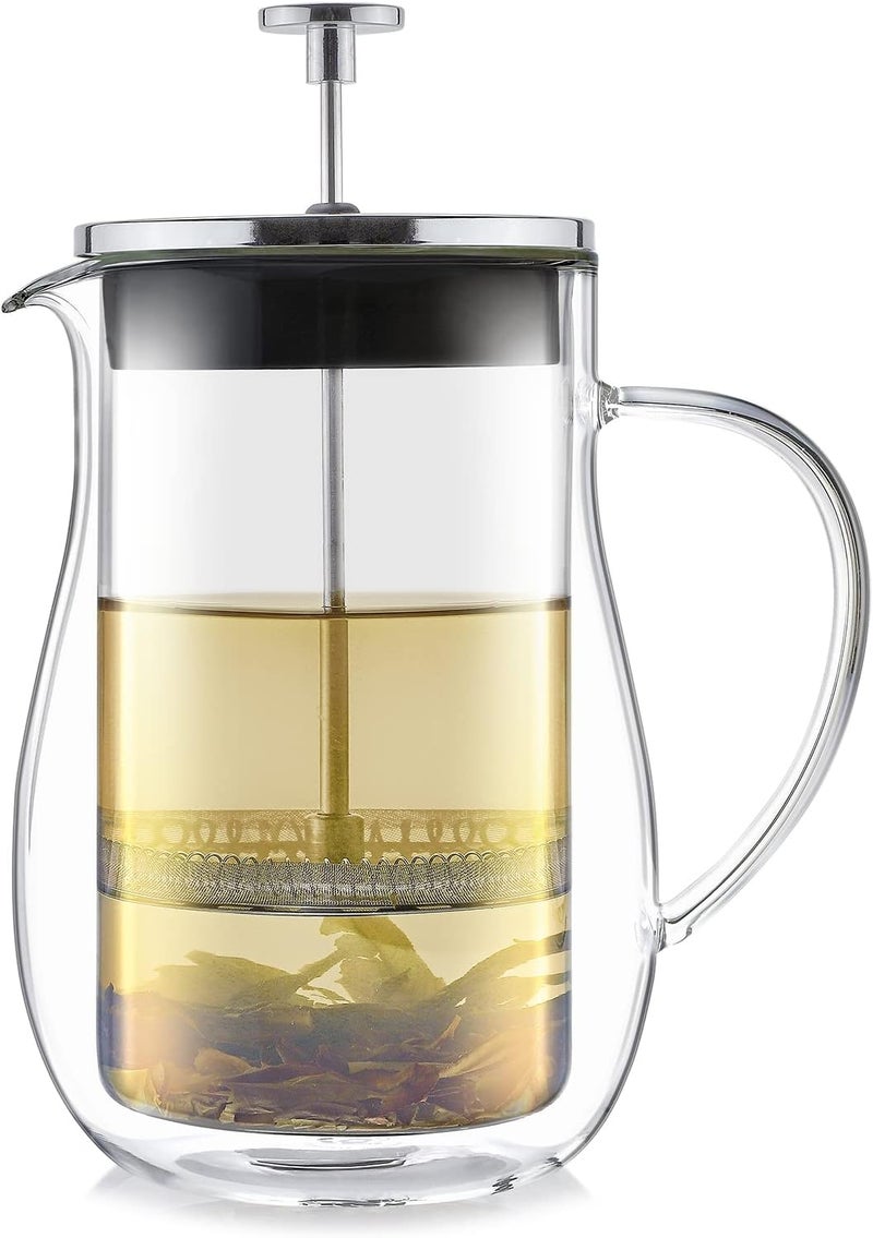 Teabloom Stay-Hot Glass French Press – Insulated 27-Ounce (800 mL) Loose Tea Steeper and Coffee Maker – Connoisseur's Choice - Image 1